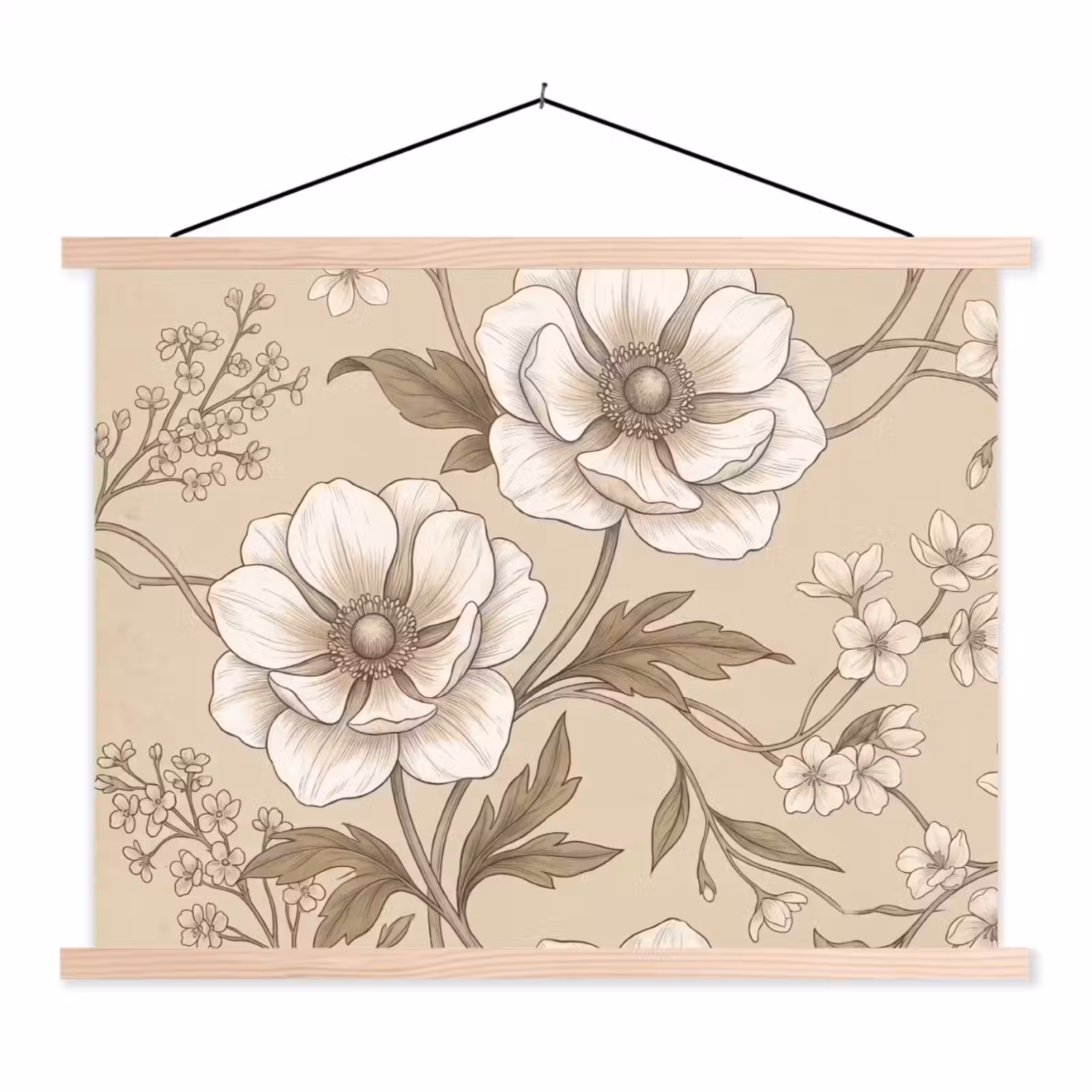 Schoolplaat - Bloemen - Patroon - Beige — 1