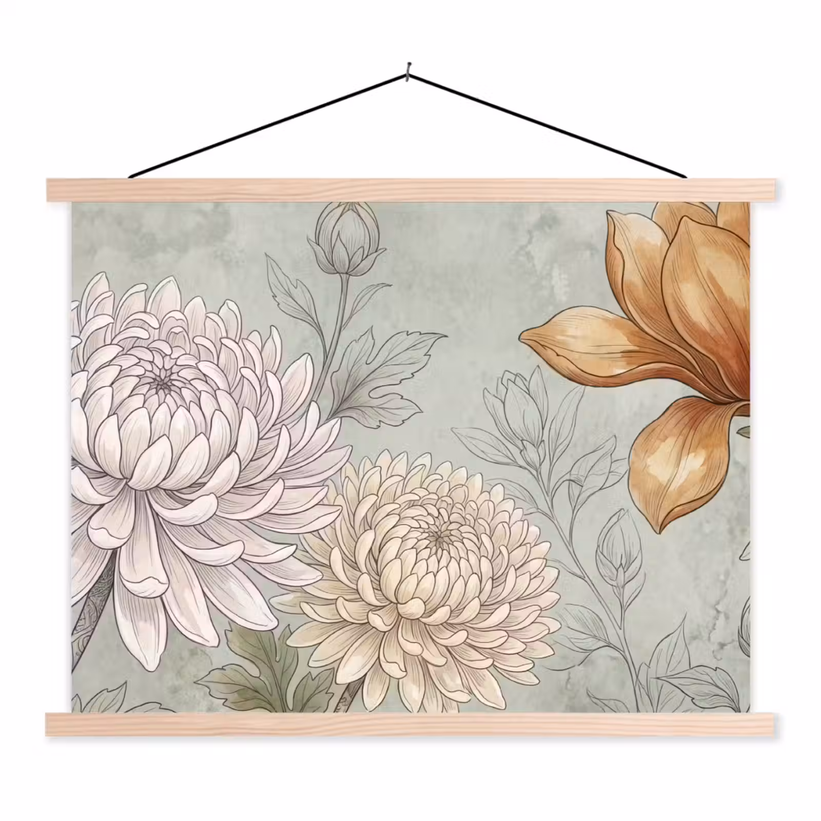 Schoolplaat - Illustratie - Bloemen - Groen — 1