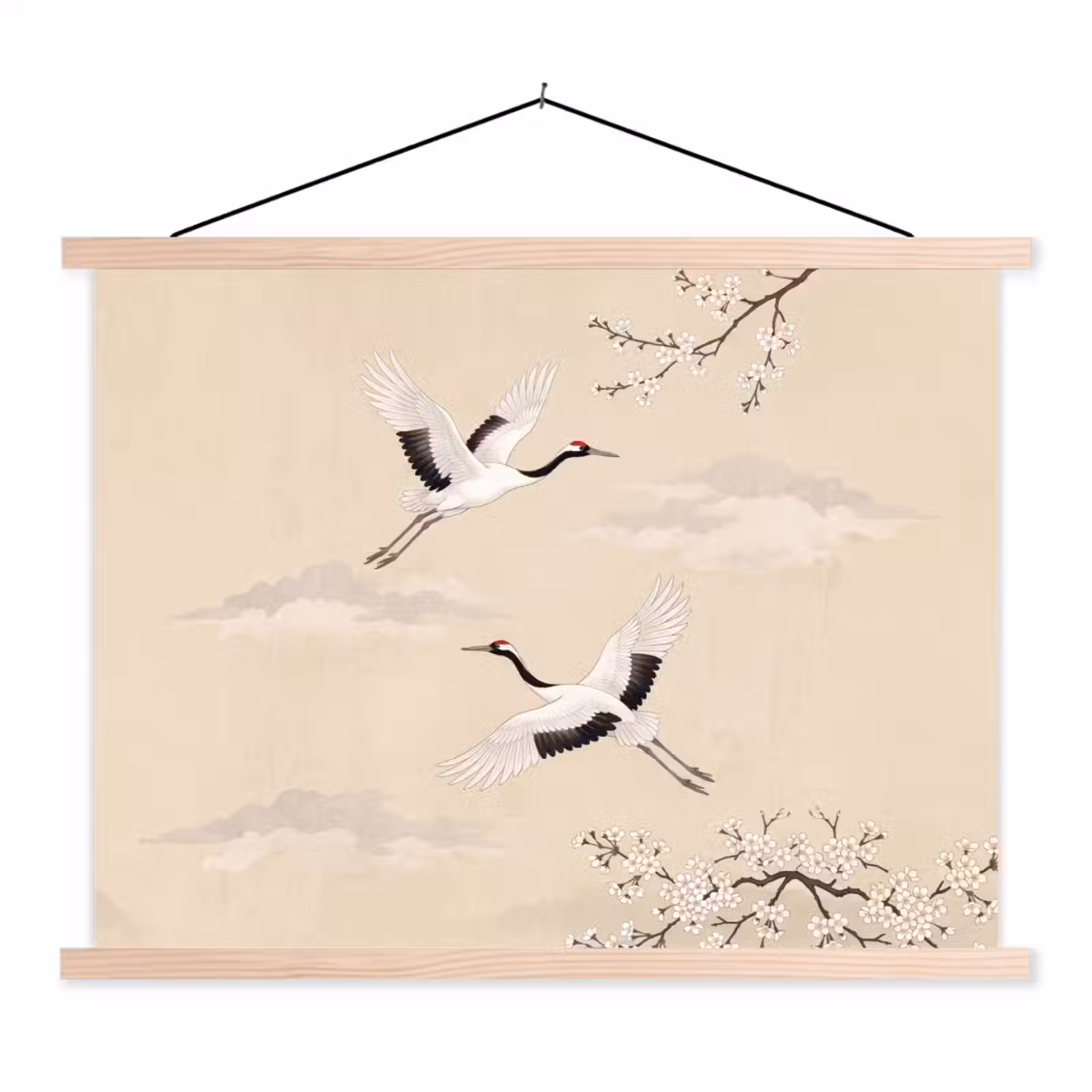 Schoolplaat - Kraanvogels - Bloesem - Beige — 1