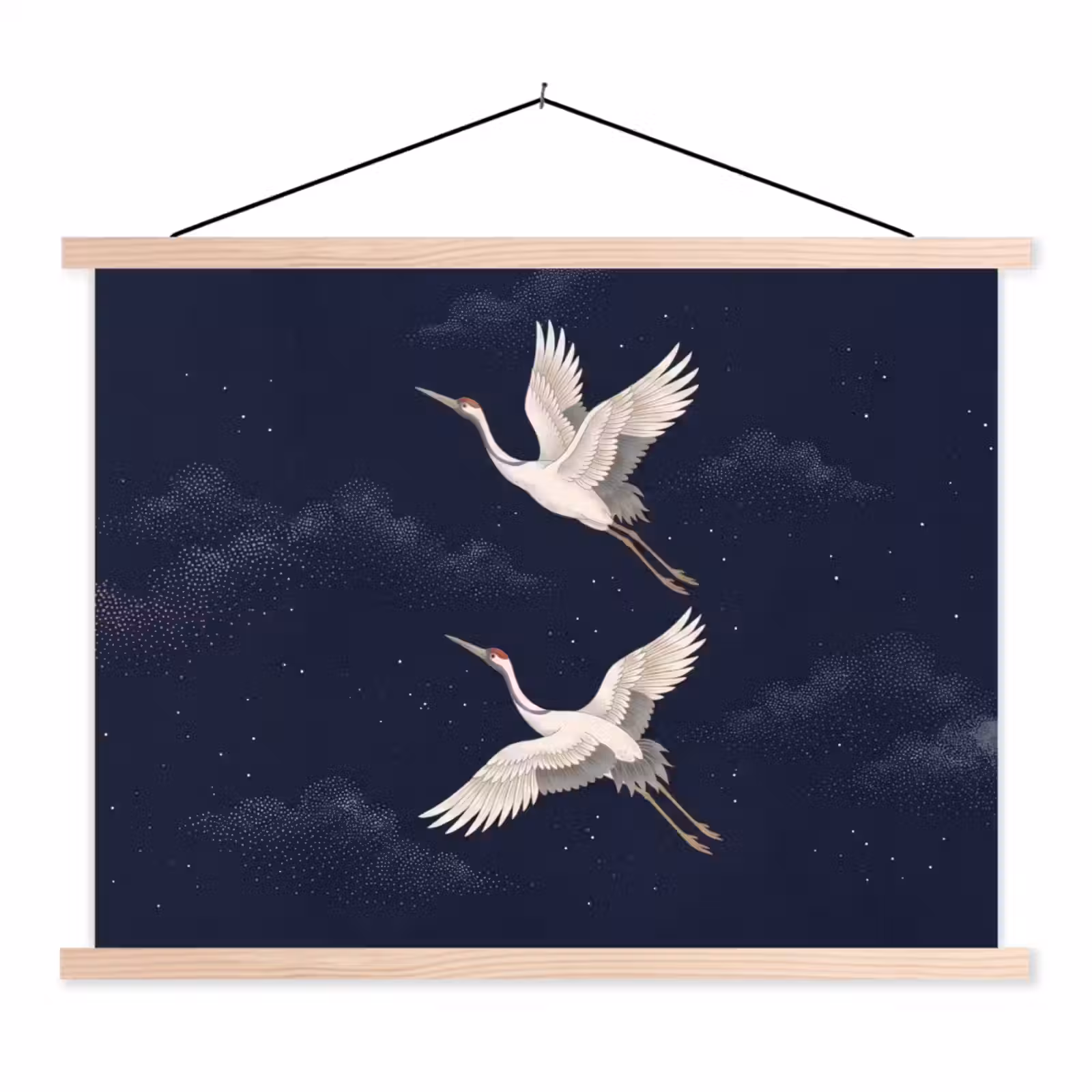 Schoolplaat - Kraanvogels - Nachthemel - Blauw — 1