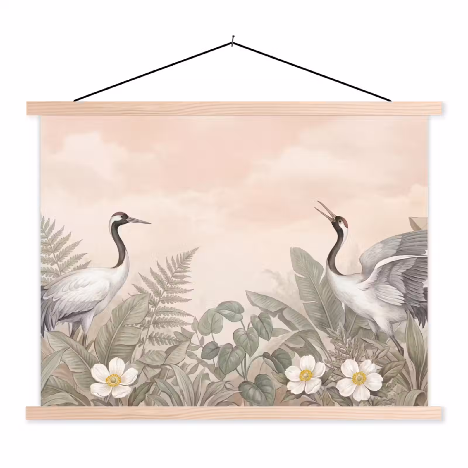Schoolplaat - Kraanvogels - Natuur - Roze — 1