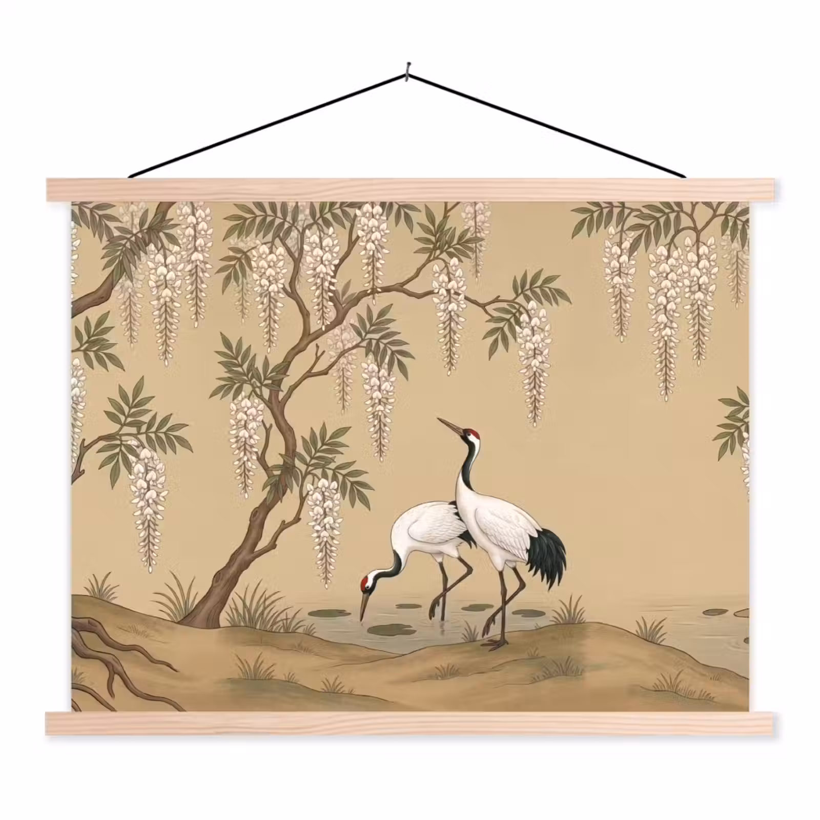 Schoolplaat - Kraanvogels - Water - Beige — 1