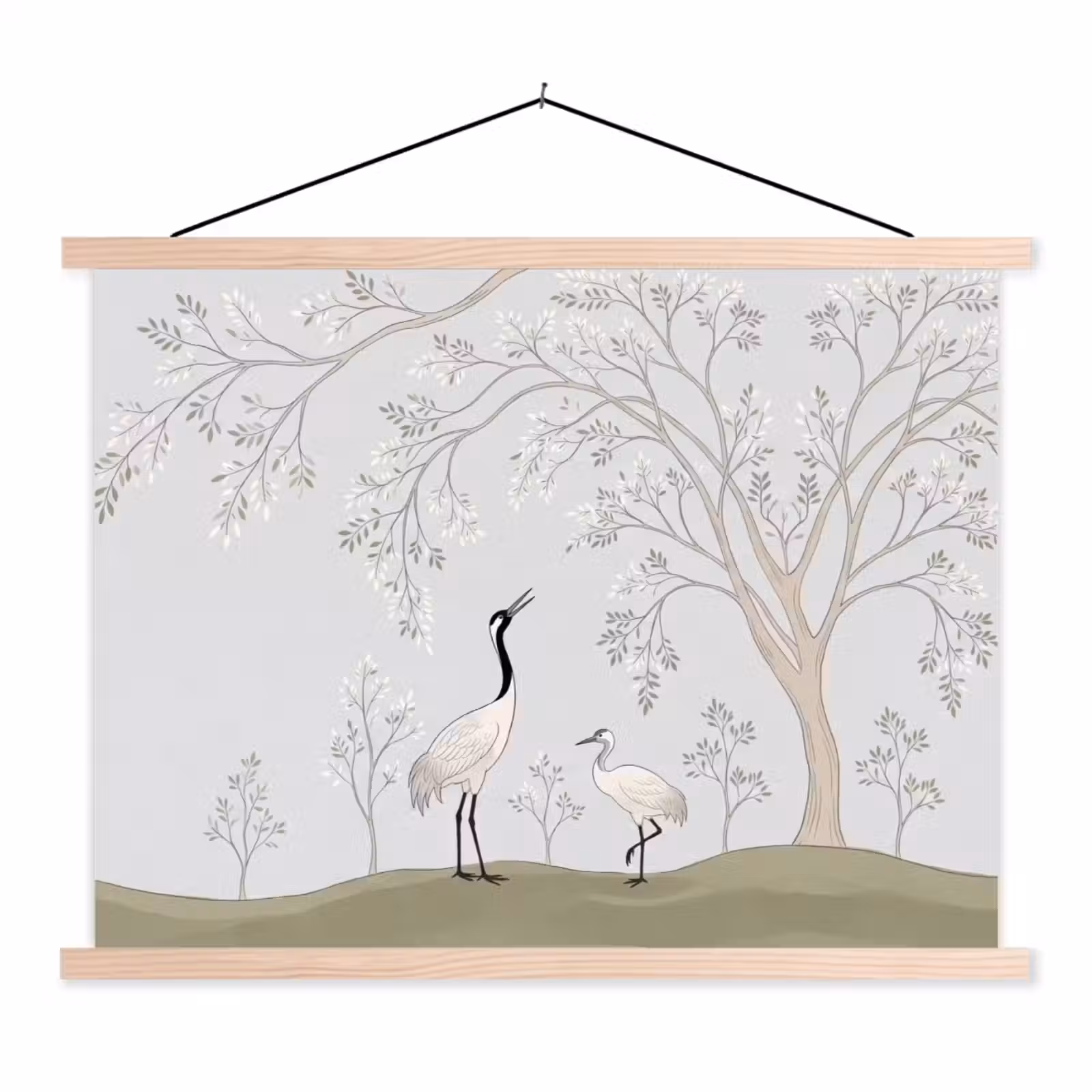 Schoolplaat - Minimalistisch - Kraanvogels - Blauw — 1