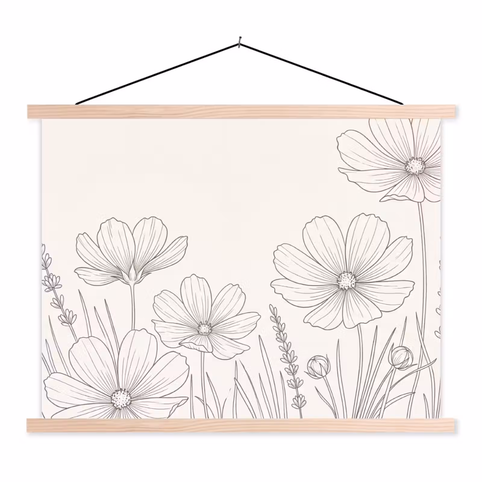 Schoolplaat - Minimalistisch - Modern - Bloemen - Beige — 1