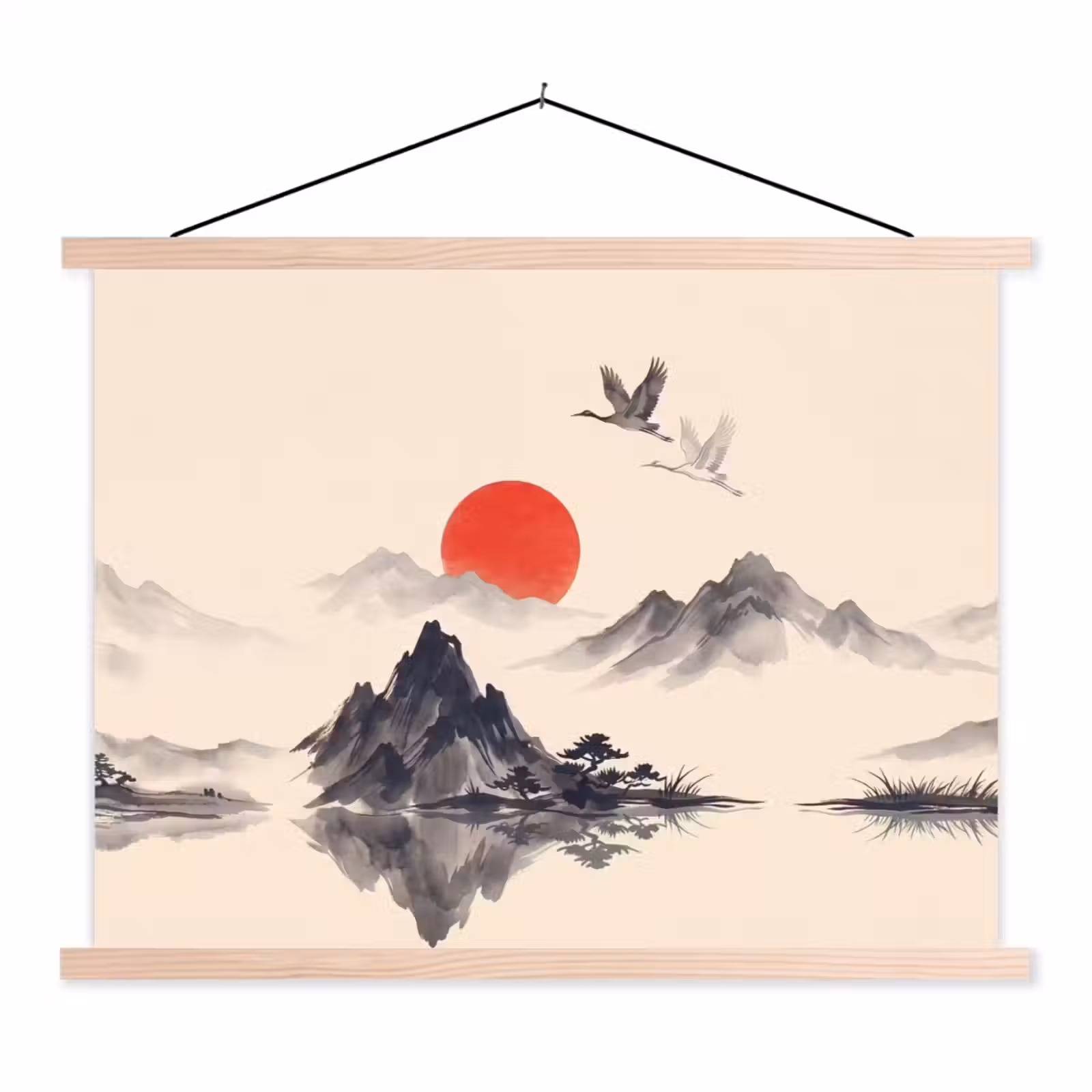 Schoolplaat - Oosters - Kraanvogels - Landschap — 1