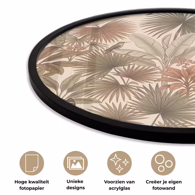 Ronde fotolijst - Tropisch - Vogels - Beige — 5