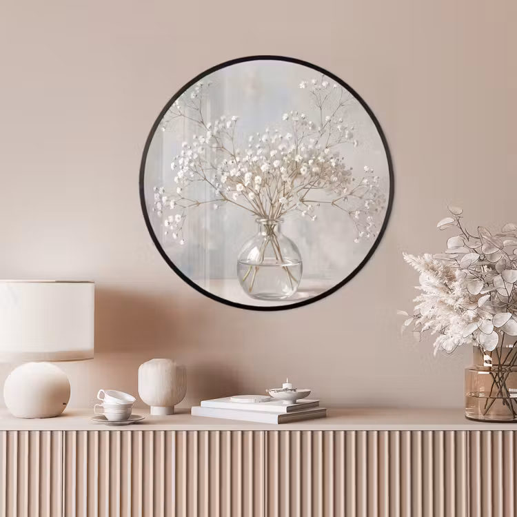 Ronde fotolijst - Vaas - Gipskruid - Wit — 4