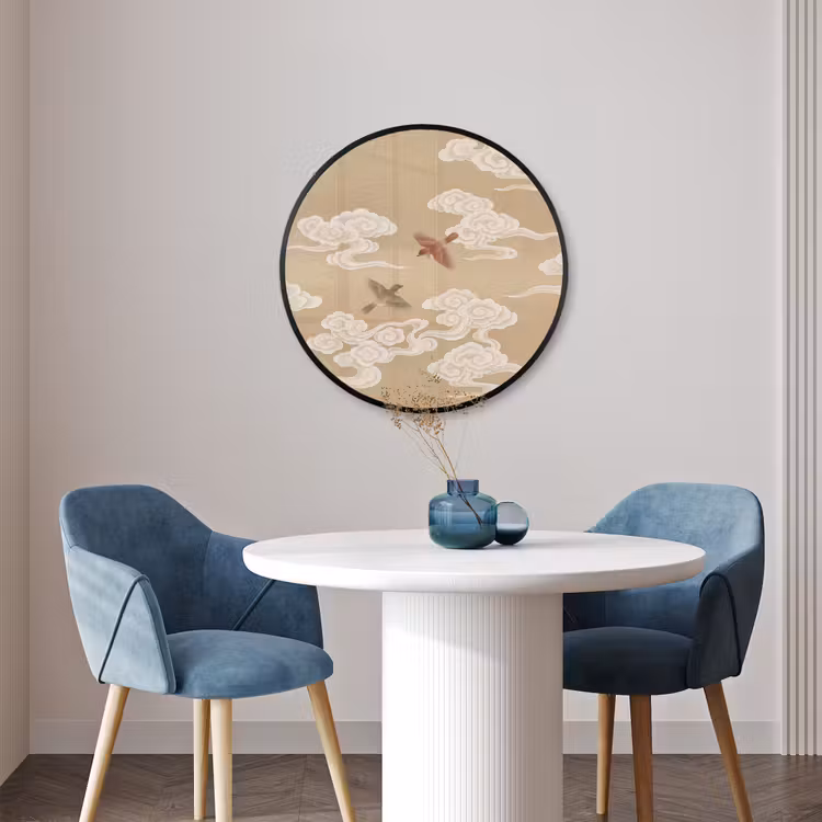Ronde fotolijst - Vogels - Vliegen - Beige — 3