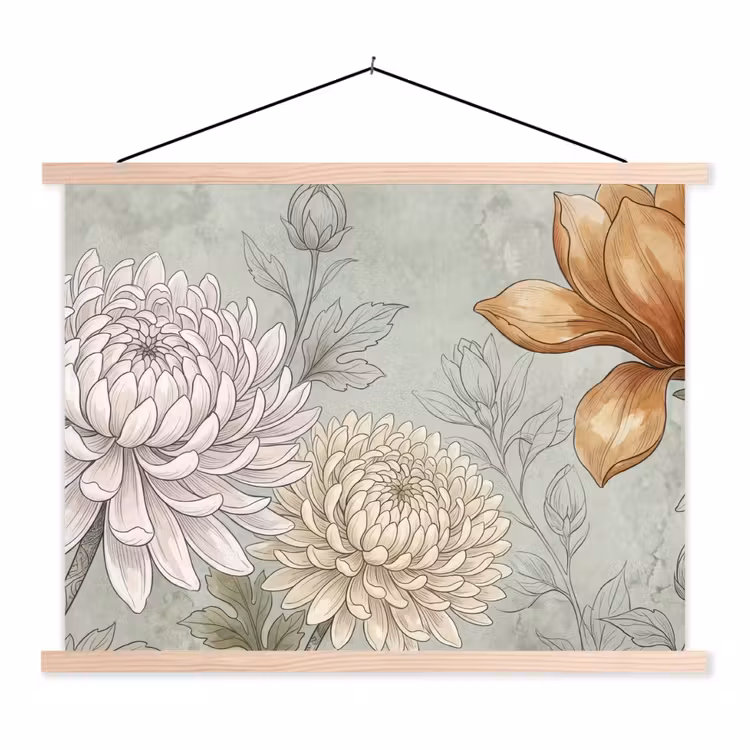 Schoolplaat - Illustratie - Bloemen - Groen — 1