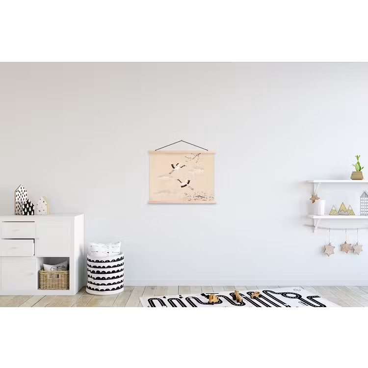 Schoolplaat - Kraanvogels - Bloesem - Beige — 3