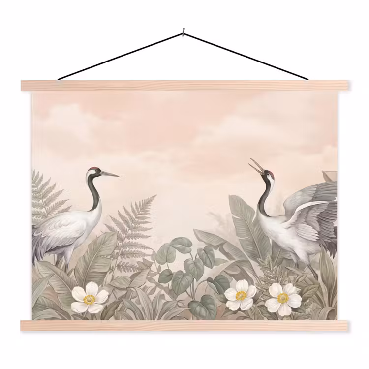 Schoolplaat - Kraanvogels - Natuur - Roze — 1