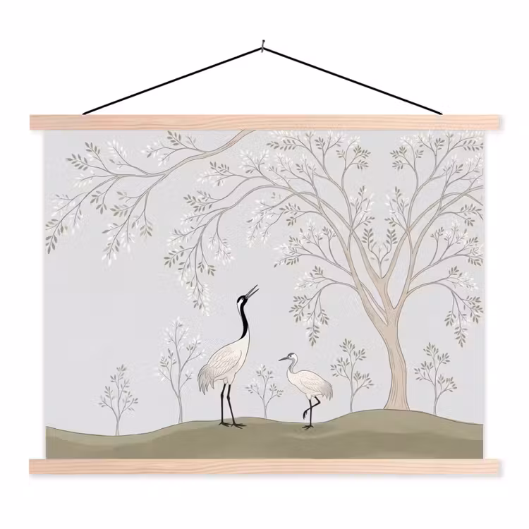Schoolplaat - Minimalistisch - Kraanvogels - Blauw — 1
