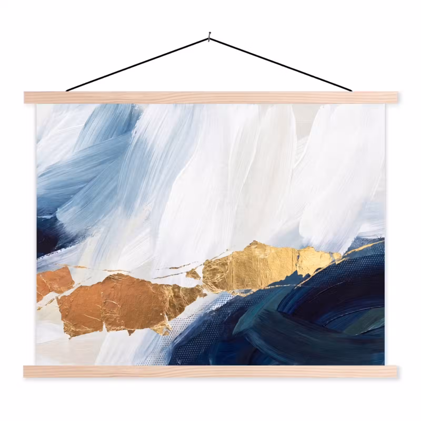 Schoolplaat - Abstract - Acryl - Blauw - Goud - Elegant — 1