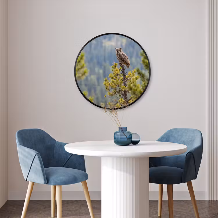 Ronde fotolijst - Uil - Oehoe - Bomen - Natuur — 3