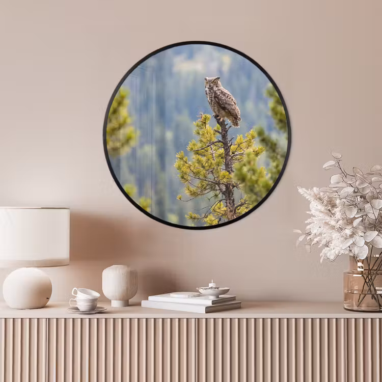 Ronde fotolijst - Uil - Oehoe - Bomen - Natuur — 4