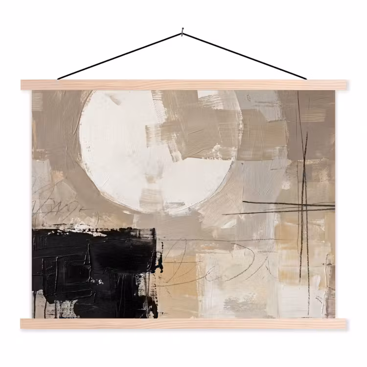 Schoolplaat - Abstract - Cirkel - Modern - Beige - Zwart - Minimalistisch — 1
