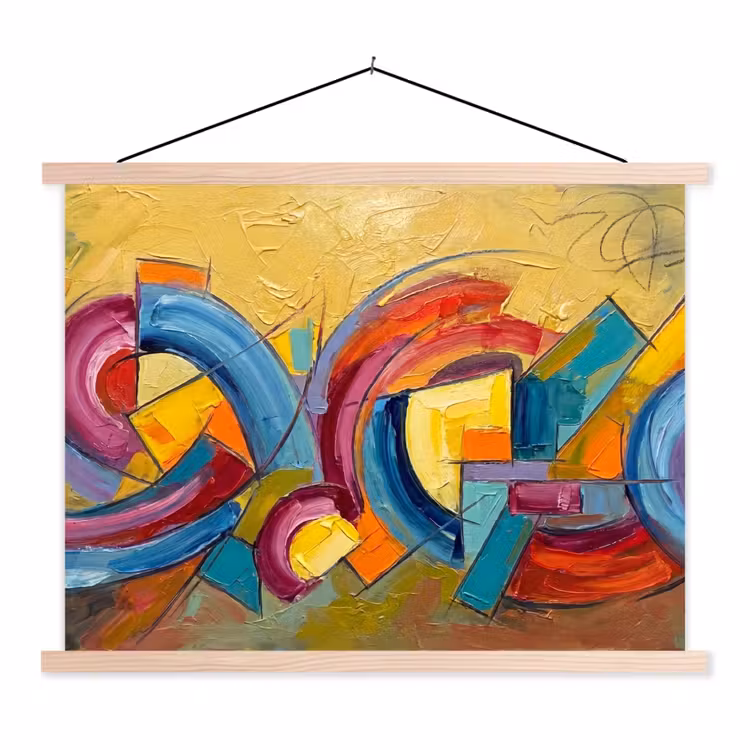Schoolplaat - Abstract - Cirkels - Schilderij - Kleurrijk - Dynamisch — 1