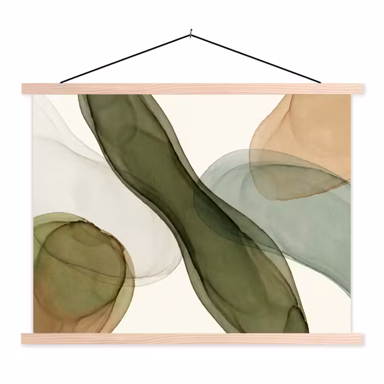Schoolplaat - Abstract - Vormen - Modern - Kunst - Groen - Bruin — 1