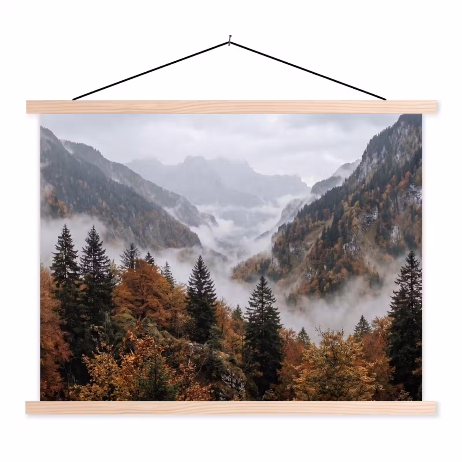 Schoolplaat - Bergen - Vallei - Mist - Herfst - Natuur — 1