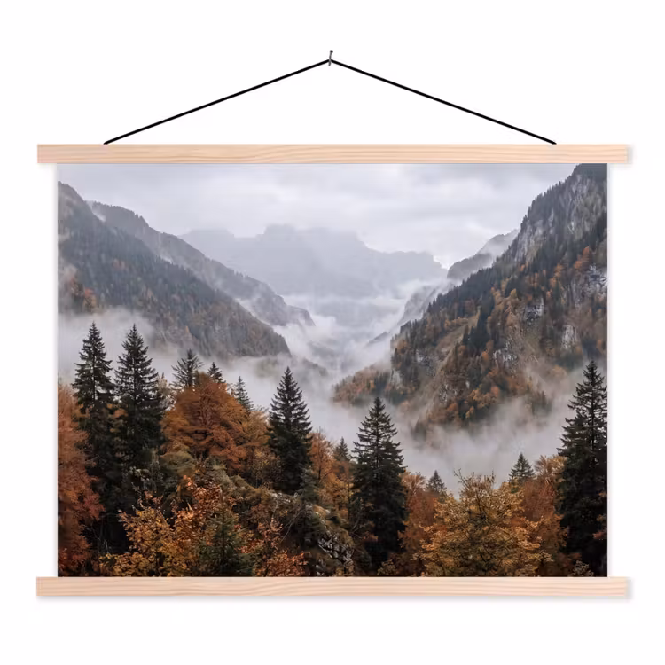 Schoolplaat - Bergen - Vallei - Mist - Herfst - Natuur — 1