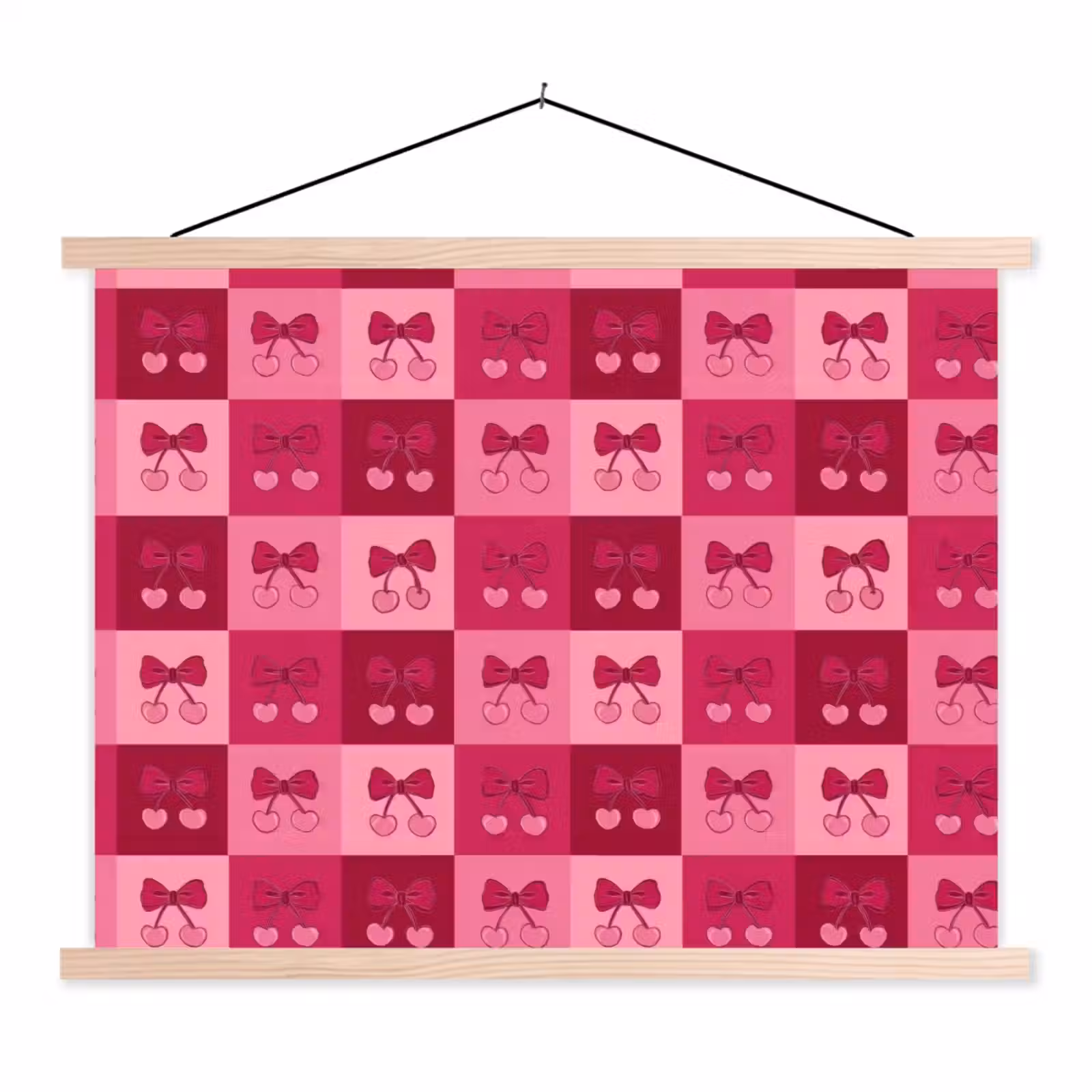 Schoolplaat - Kersen - Strikjes - Speels - Roze - Bordeaux — 1