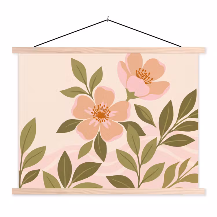Schoolplaat - Grafisch - Bloemen - Roze — 1