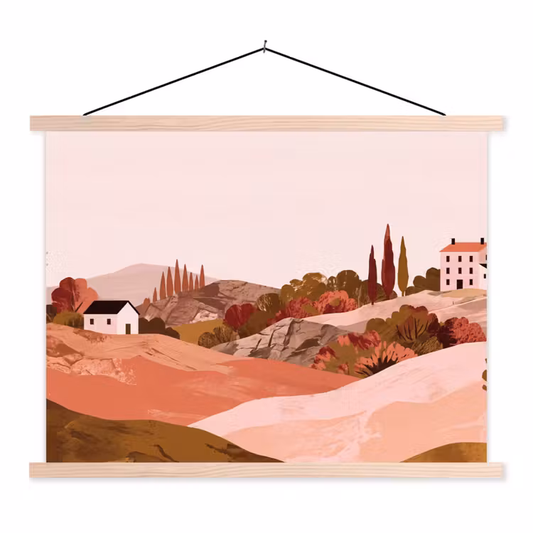 Schoolplaat - Heuvellandschap - Grafisch - Terracotta — 1