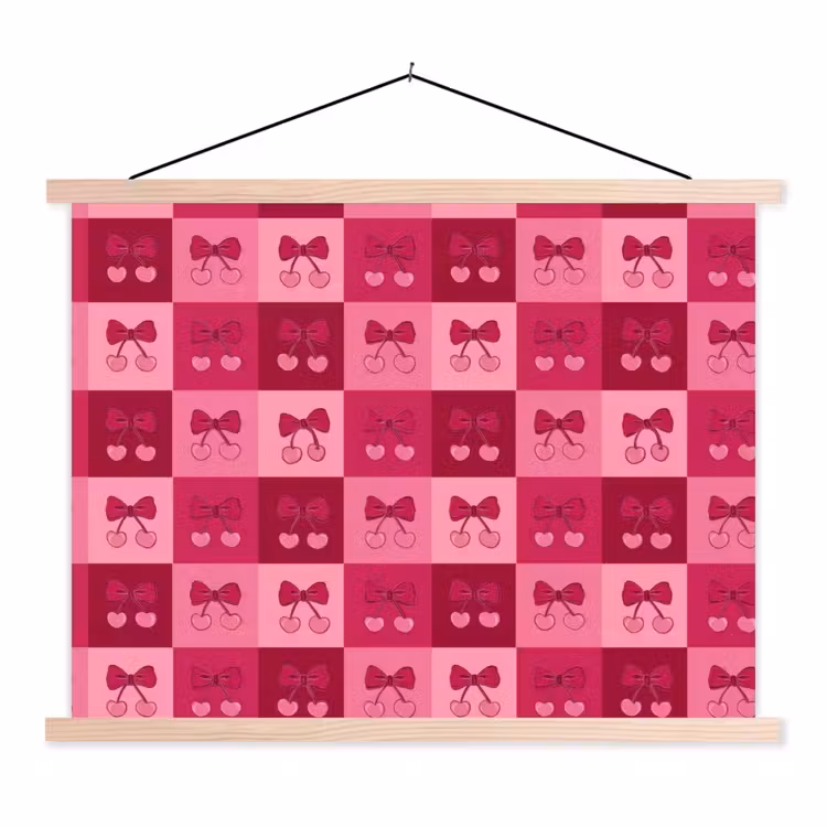 Schoolplaat - Kersen - Strikjes - Speels - Roze - Bordeaux — 1