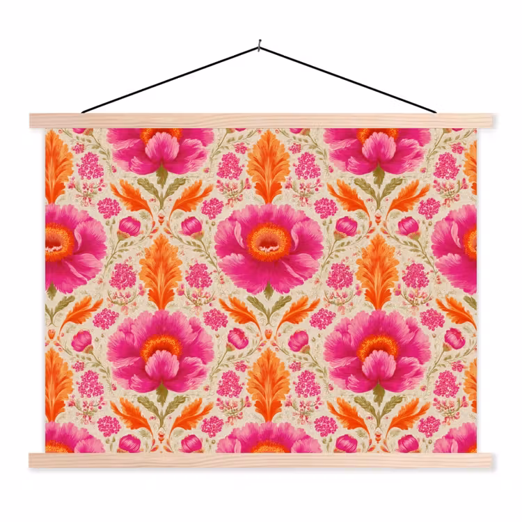 Schoolplaat - Bloemen - Barok - Roze - Oranje — 1