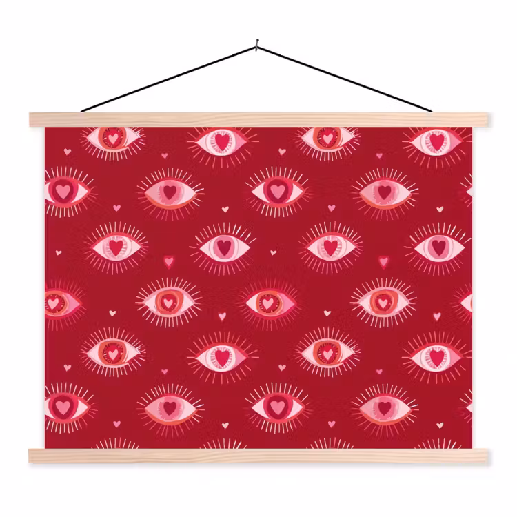 Schoolplaat - Ogen - Patroon - Roze - Donkerrood — 1