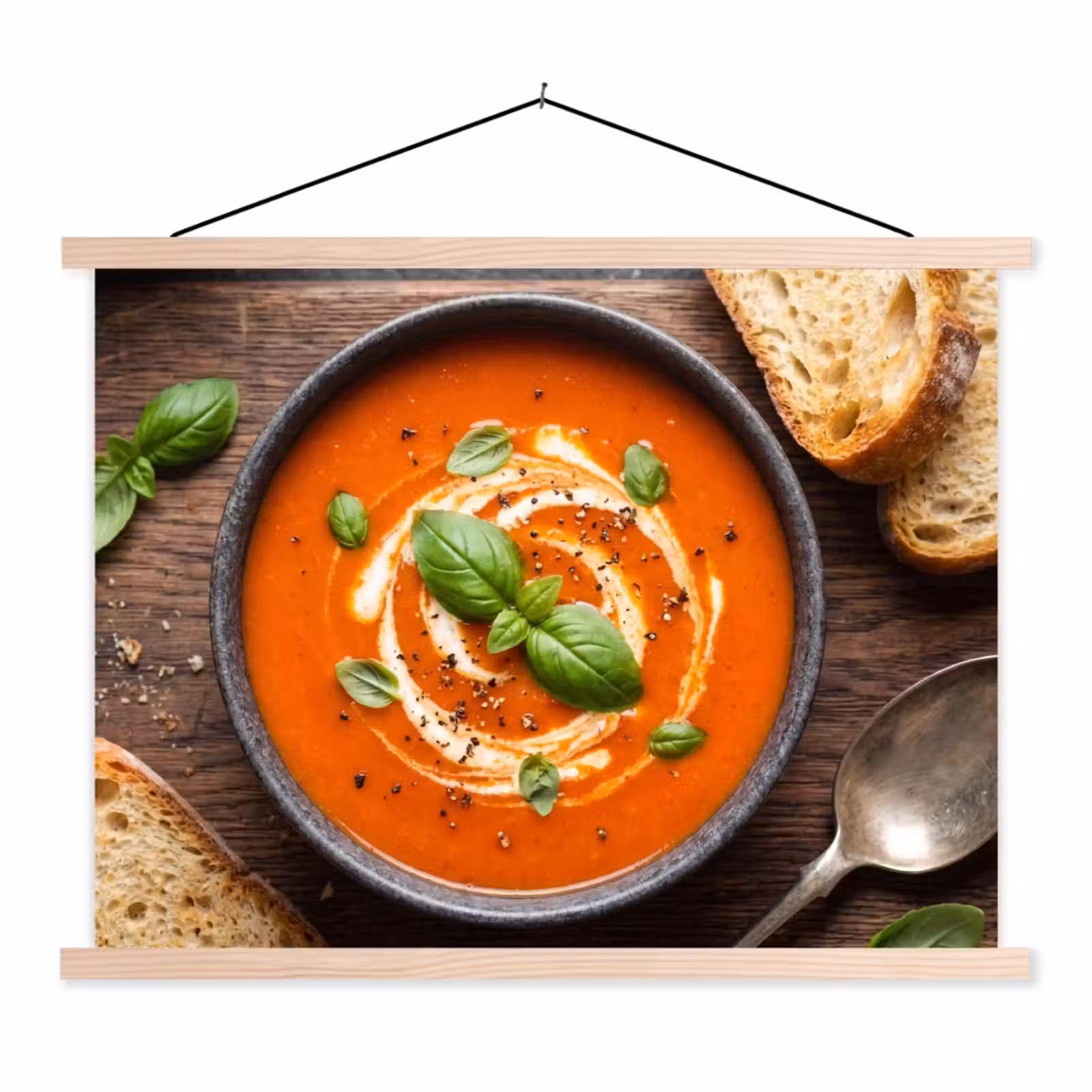 Schoolplaat - Eten - Soep - Basilicum - Rustiek - Rood — 1