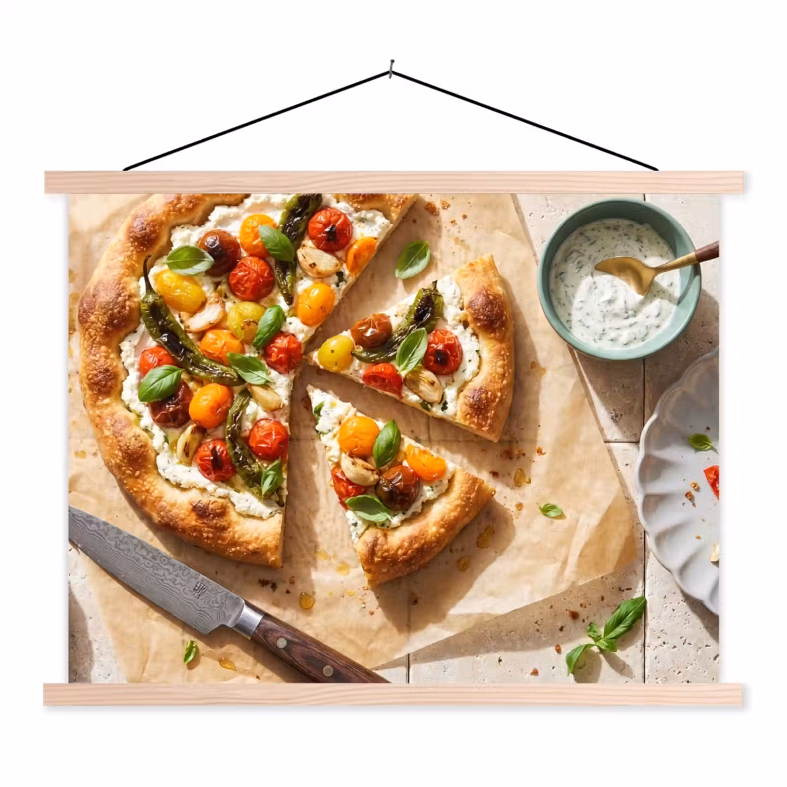 Schoolplaat - Eten - Tomaten - Basilicum - Maaltijd - Vers — 1