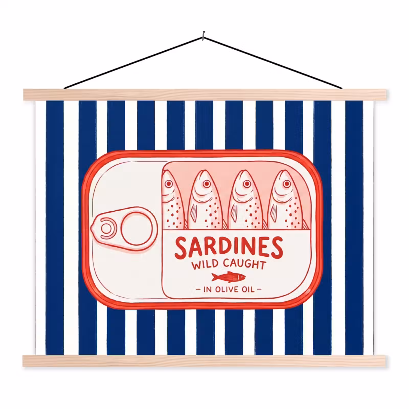 Schoolplaat - Eten - Vis - Blik - Illustratie - Rood — 1
