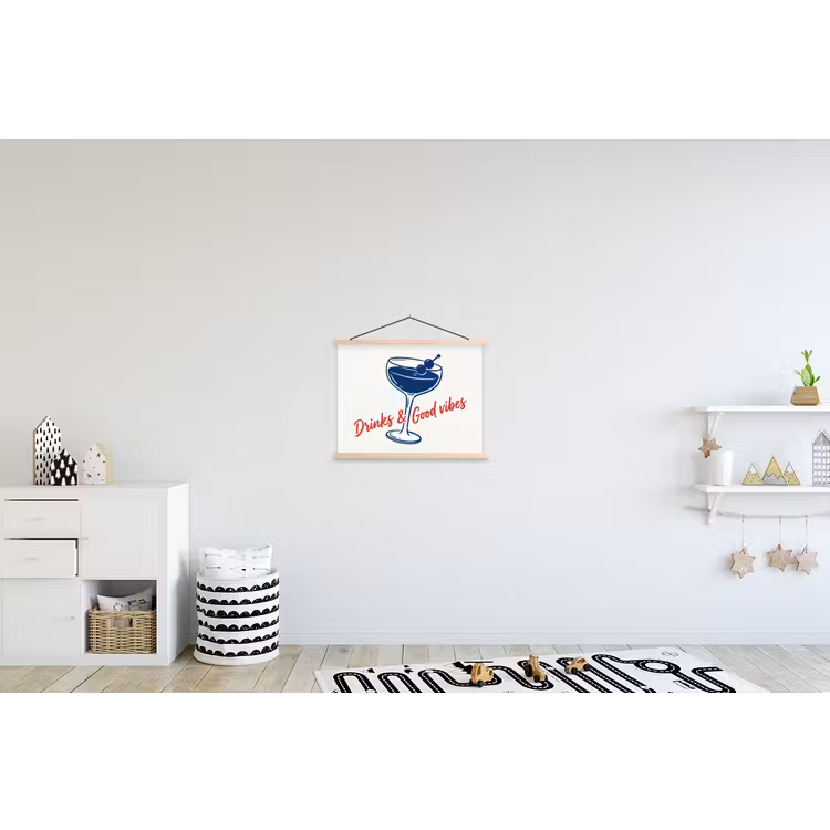Schoolplaat - Cocktail - Glas - Illustratie - Blauw - Wit — 3