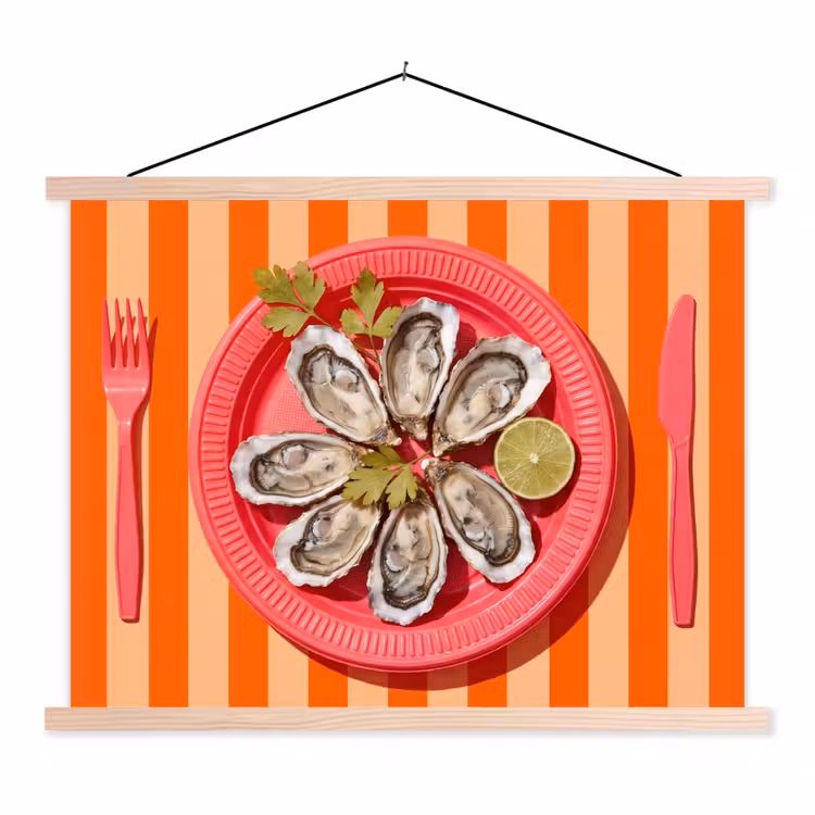 Schoolplaat - Eten - Oester - Zeevruchten - Oranje - Modern — 1
