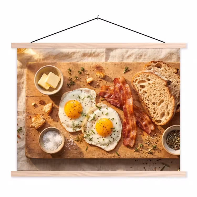 Schoolplaat - Eten - Ontbijt - Hout - Rustiek - Geel — 1