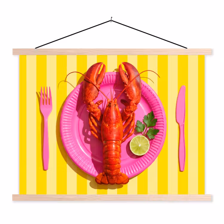 Schoolplaat - Eten - Roze - Geel - Modern - Culinaire — 1