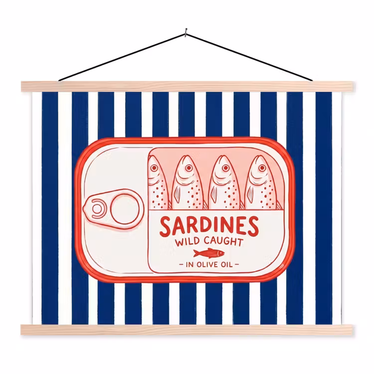 Schoolplaat - Eten - Vis - Blik - Illustratie - Rood — 1