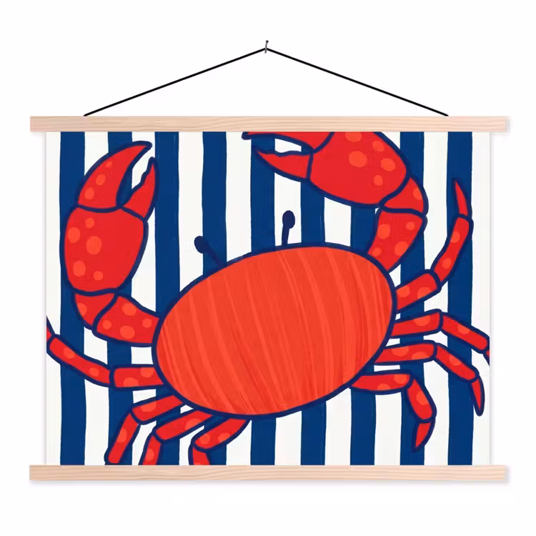 Schoolplaat - Krab - Strepen - Zeeleven - Illustratie - Rood — 1