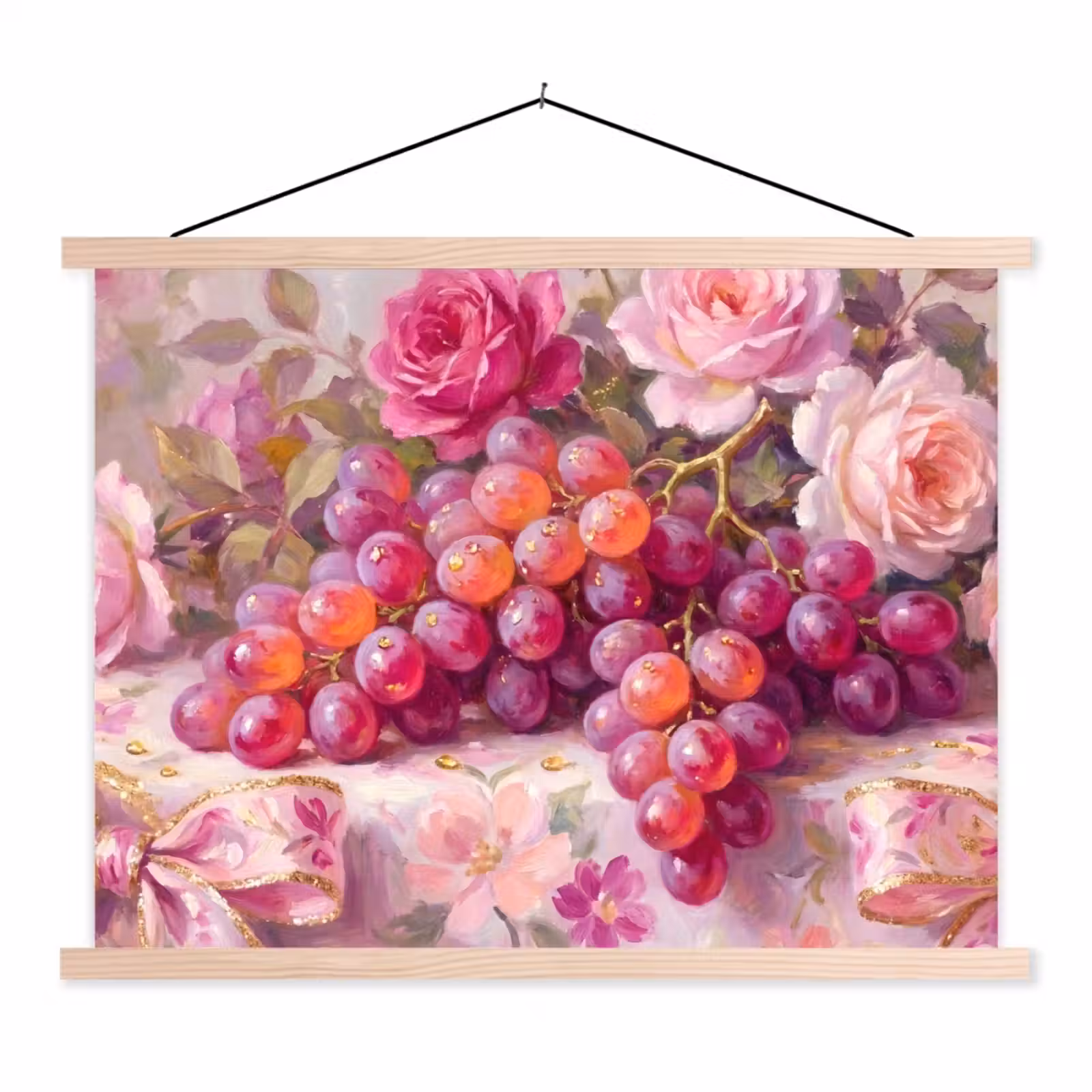 Schoolplaat - Eten - Bloemen - Stilleven - Roze - Goud — 1