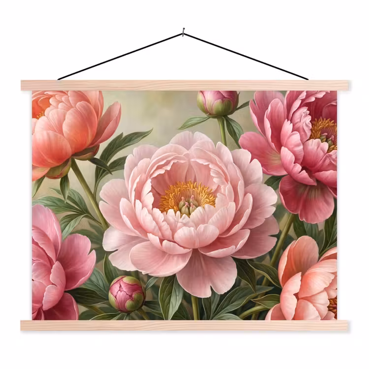 Schoolplaat - Bloemen - Roze - Klassiek - Gedetailleerd - Natuur — 1