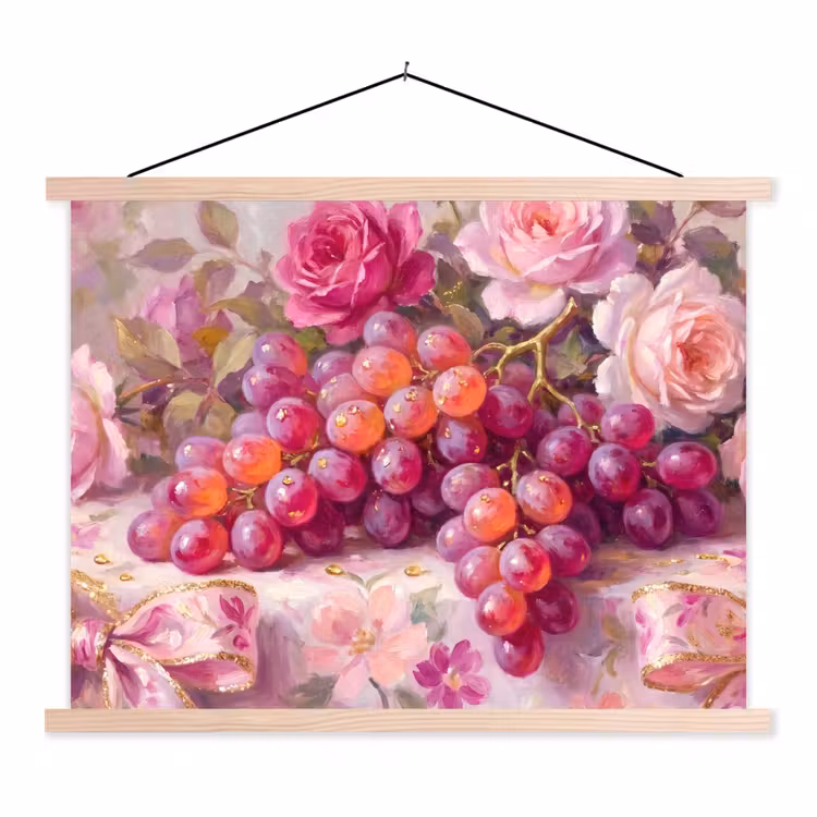 Schoolplaat - Eten - Bloemen - Stilleven - Roze - Goud — 1