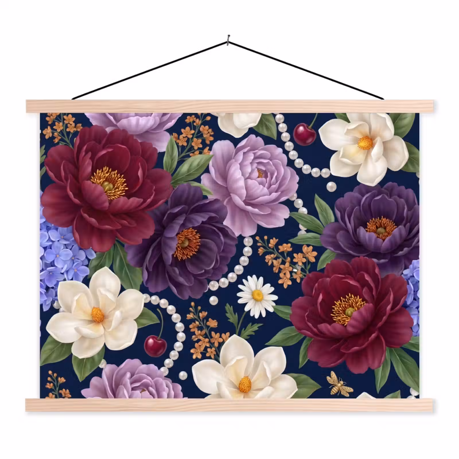 Schoolplaat - Bloemen - Parels - Decoratie - Modern - Blauw — 1