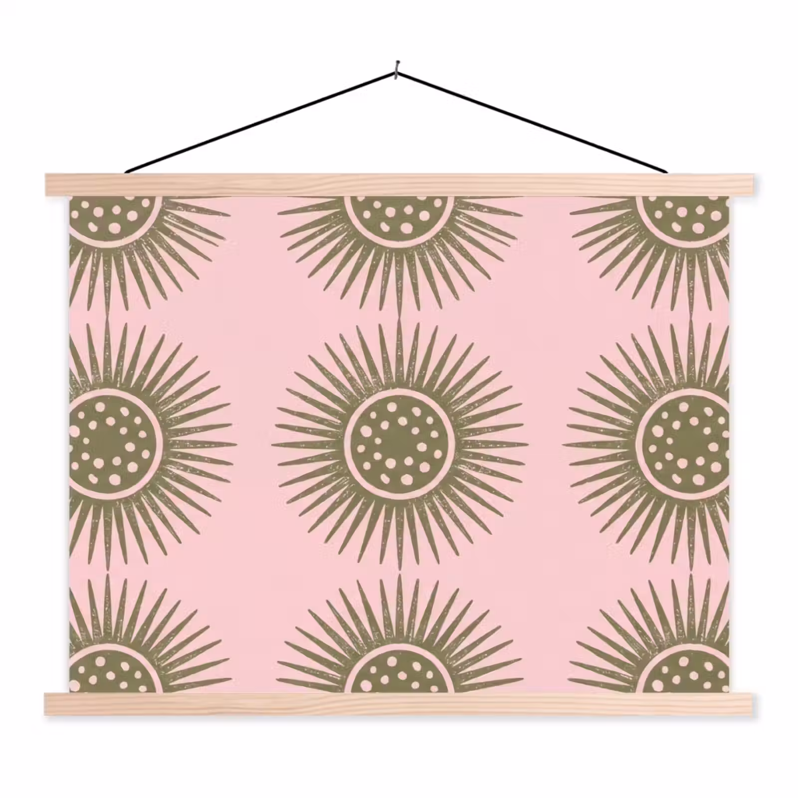 Schoolplaat - Bloemen - Patroon - Abstract - Roze - Groen — 1