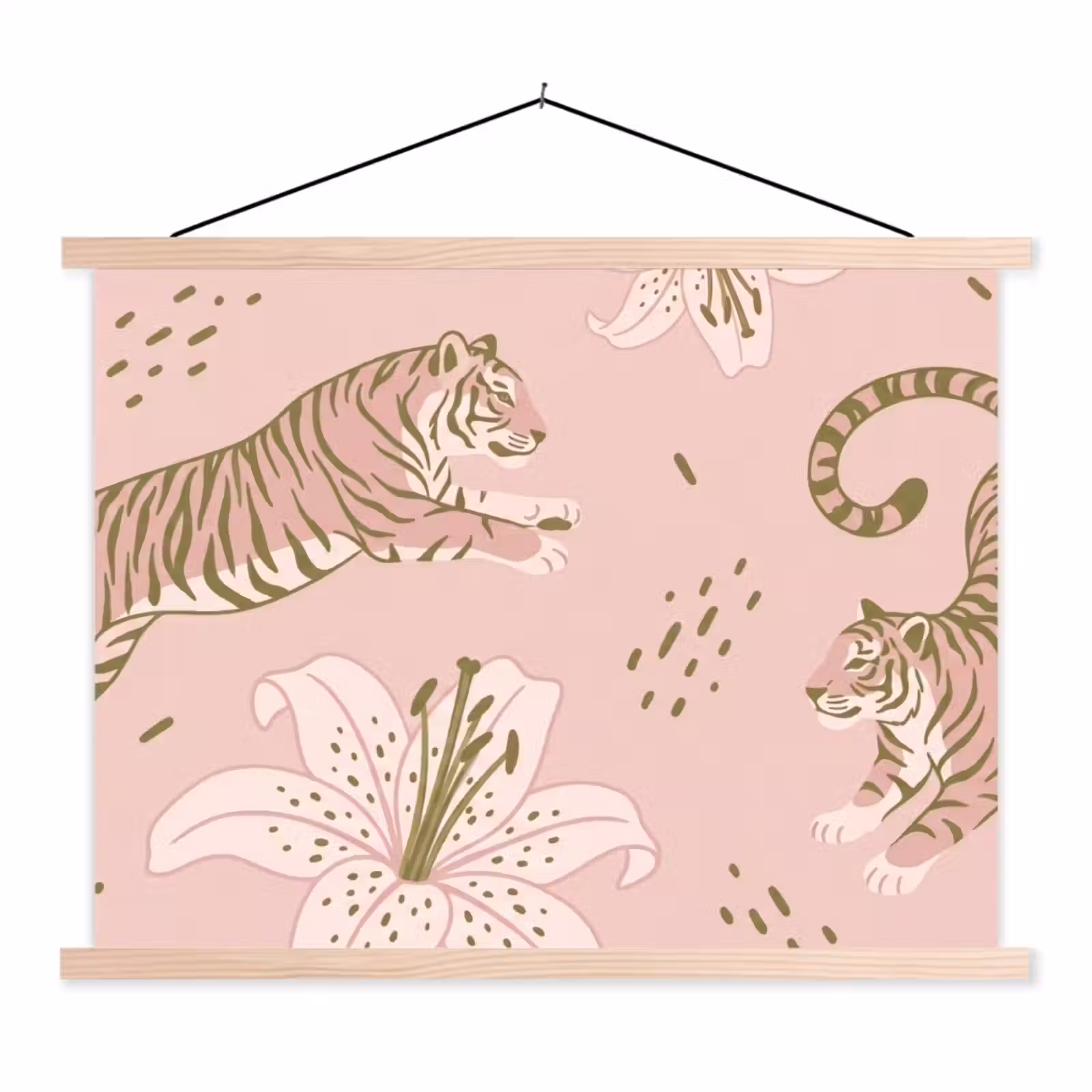 Schoolplaat - Kat - Springend - Bloemen - Abstract - Roze — 1