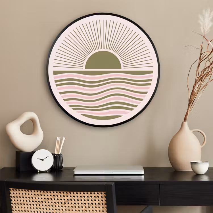 Ronde fotolijst - Zon - Zee - Abstract - Modern - Roze — 2