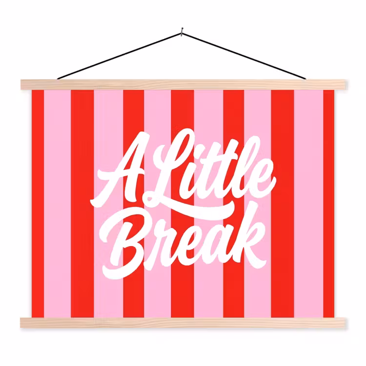 Schoolplaat - A Little Break - Strepen - Rood - Roze — 1