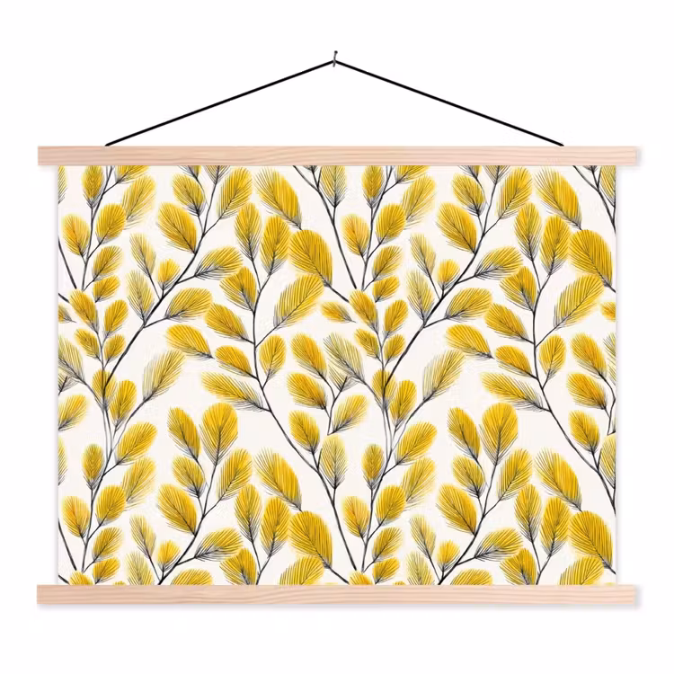Schoolplaat - Bladeren - Botanisch - Elegant - Geel - Zwart — 1