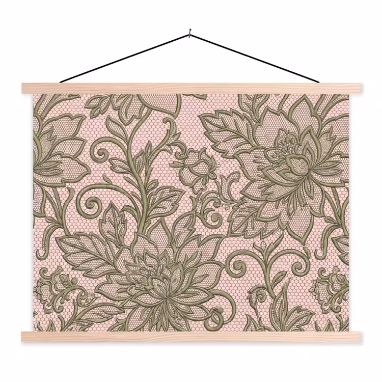 Schoolplaat - Bloemen - Kant - Patroon - Klassiek - Groen — 1