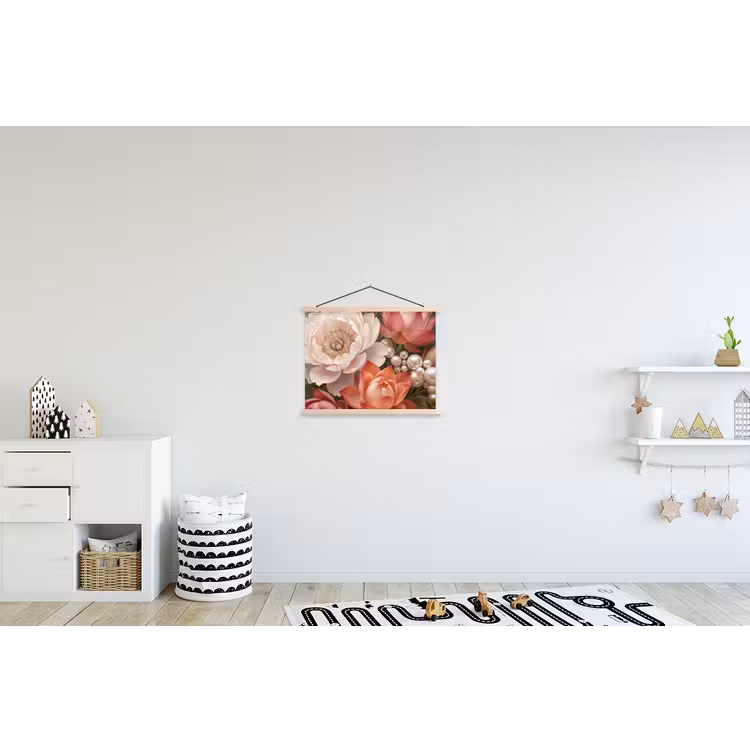 Schoolplaat - Bloemen - Parels - Elegant - Roze - Wit — 3